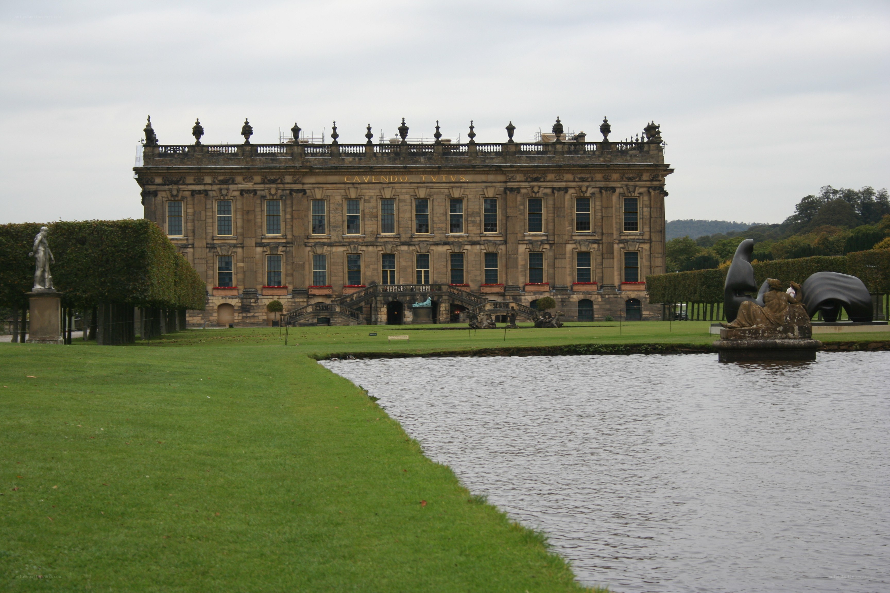 Chatsworth House with sculptures
