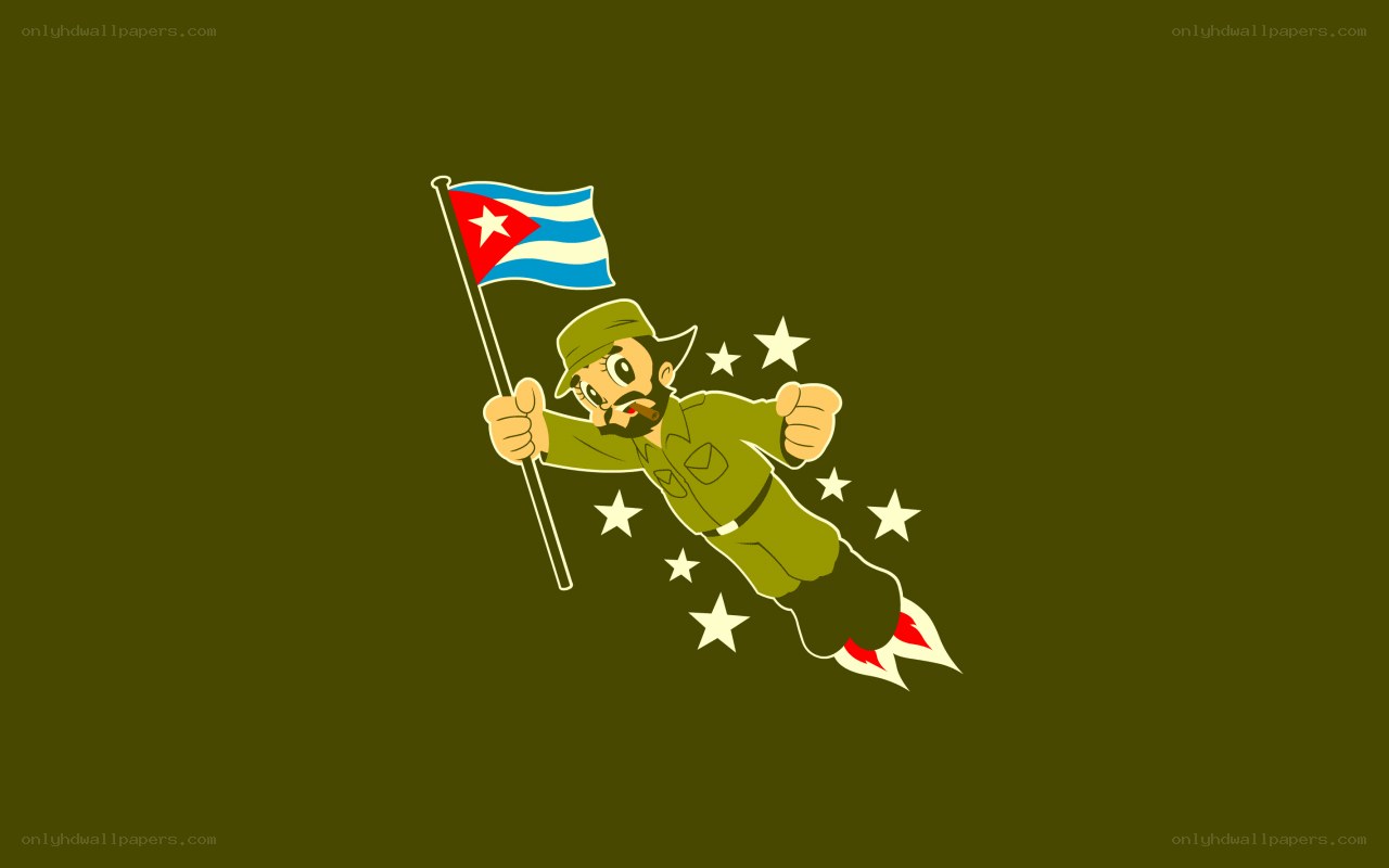 Che Guevara cartoon with Cuban flag