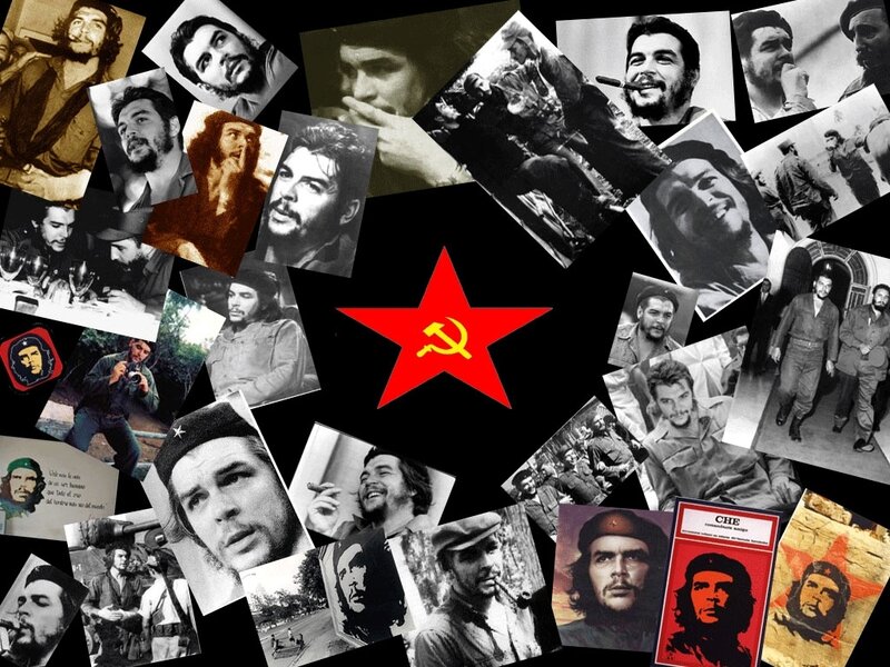Che Guevara collage with hammer and sickle