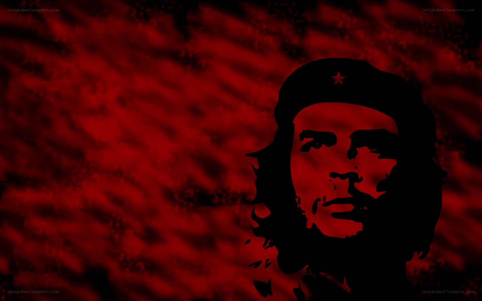 Che Guevara portrait on red background