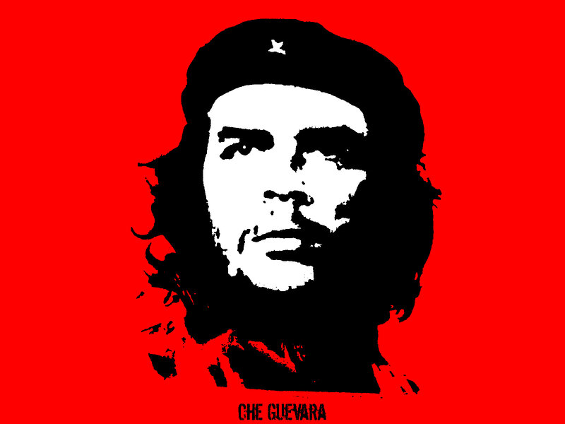 Che Guevara Portrait — Red, Dramatic, Illustration, Beret, Star, Text
