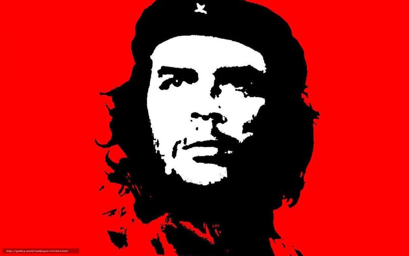 Che Guevara Portrait — Red, Dramatic, Illustration, Red Background