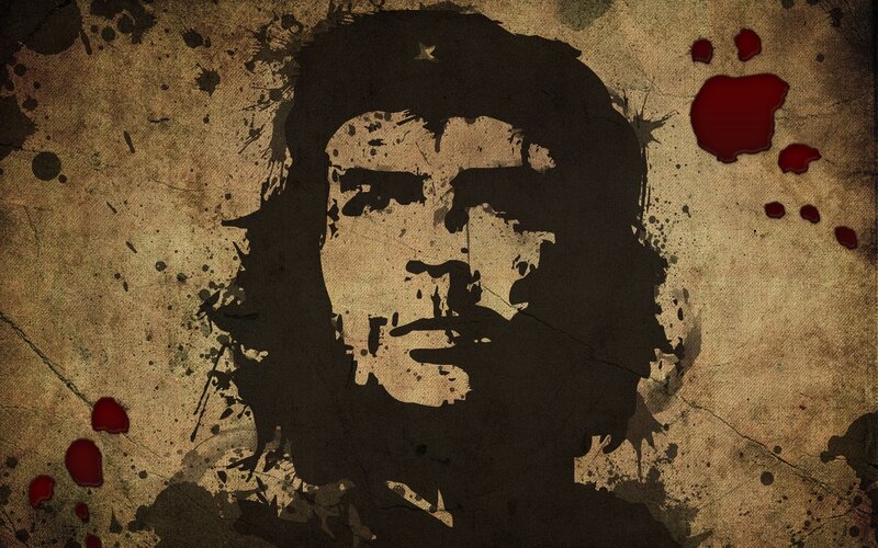 Che Guevara portrait with blood splatters