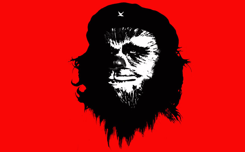 Che Guevara portrait with wolf face