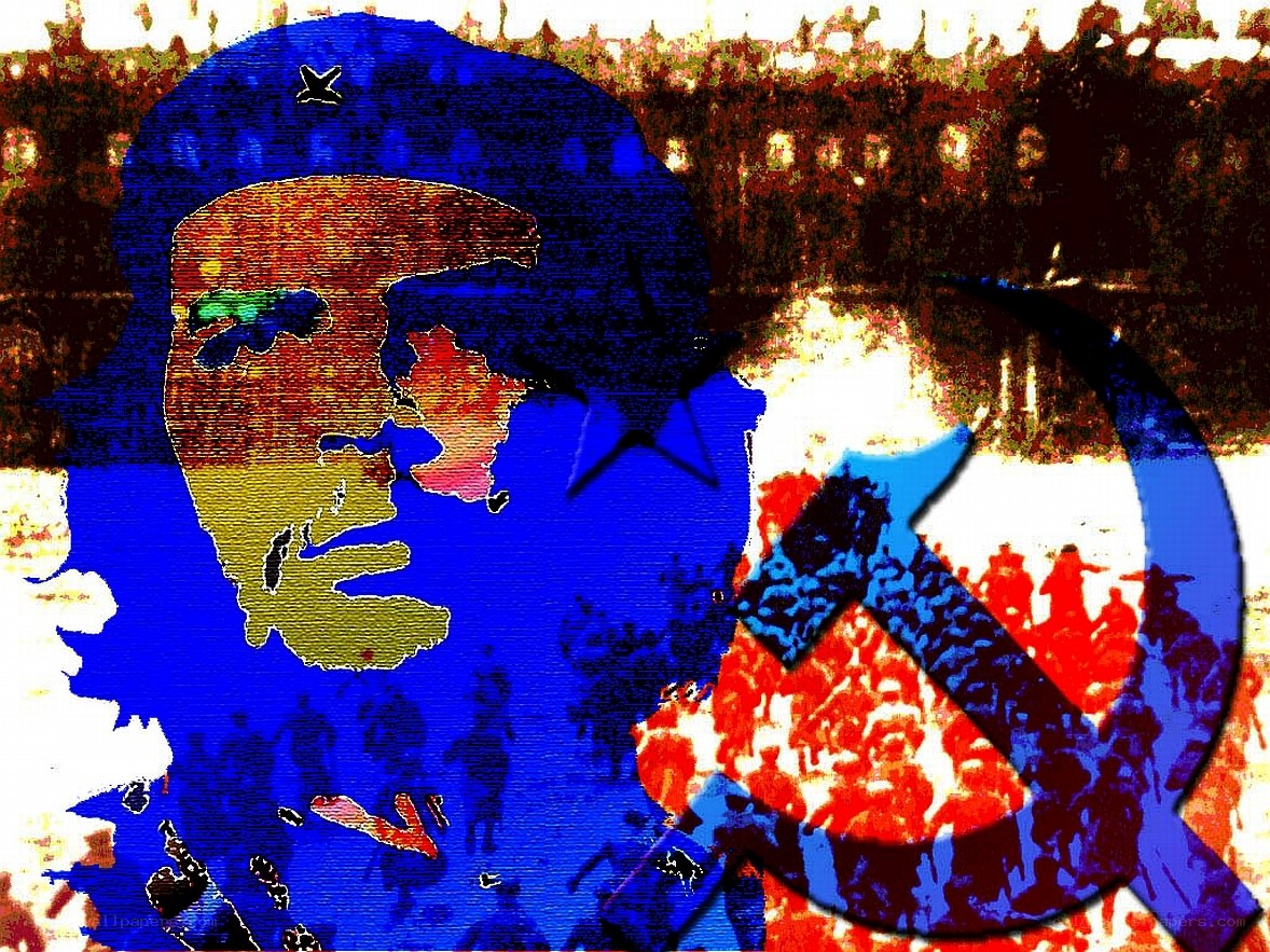Che Guevara with hammer and sickle