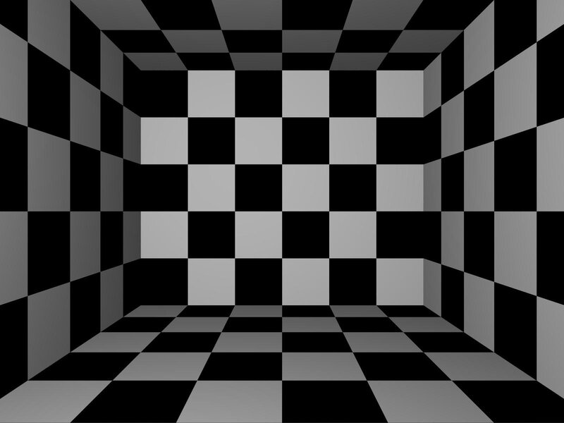 Checkerboard room illusion