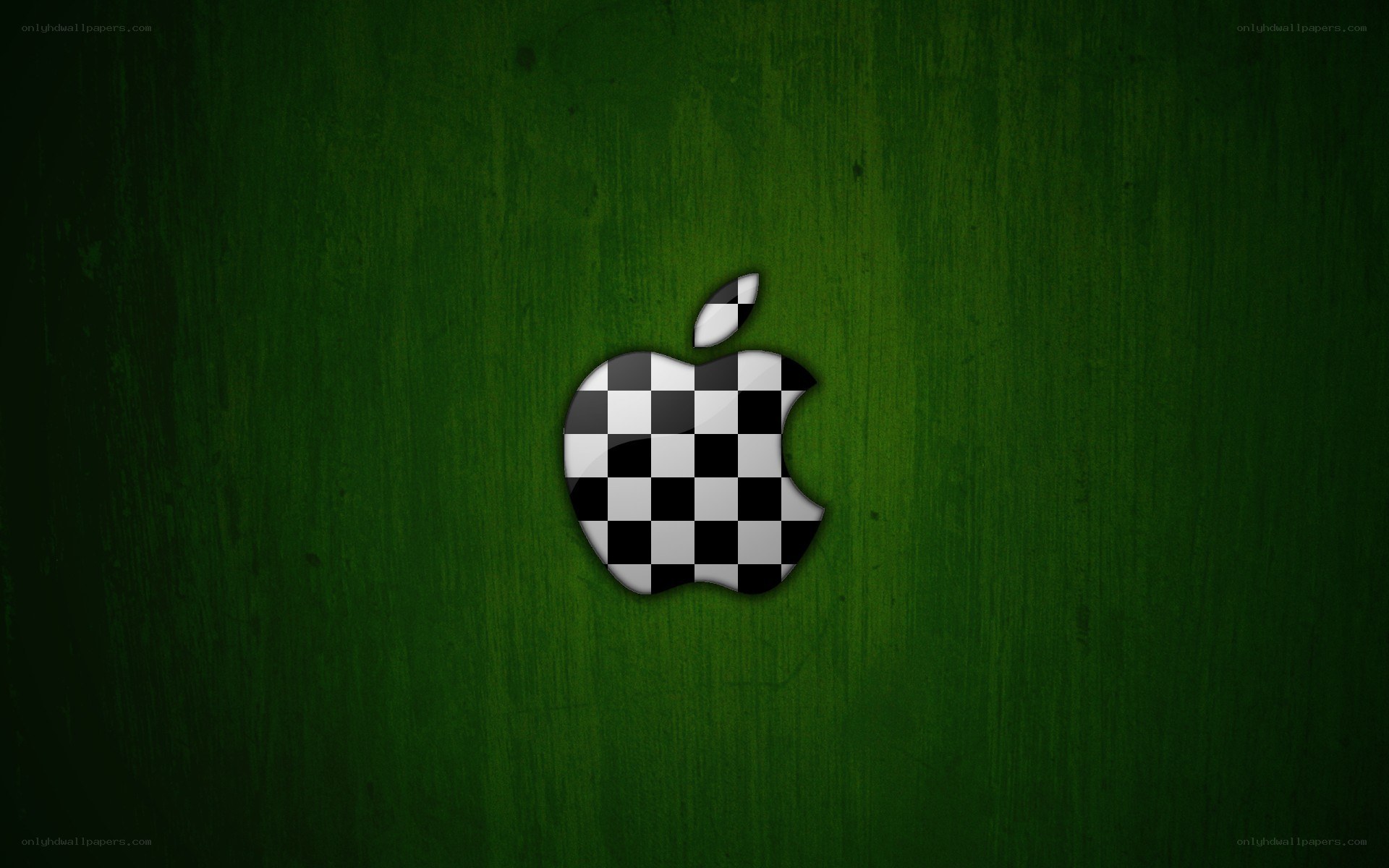 checkered apple logo on green
