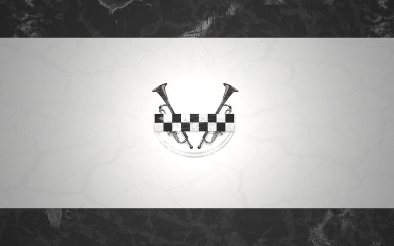 Checkered flag logo with horns
