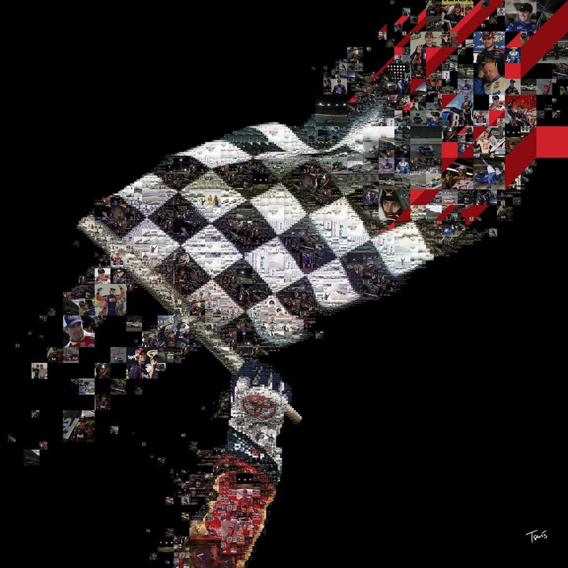 Checkered flag mosaic artwork