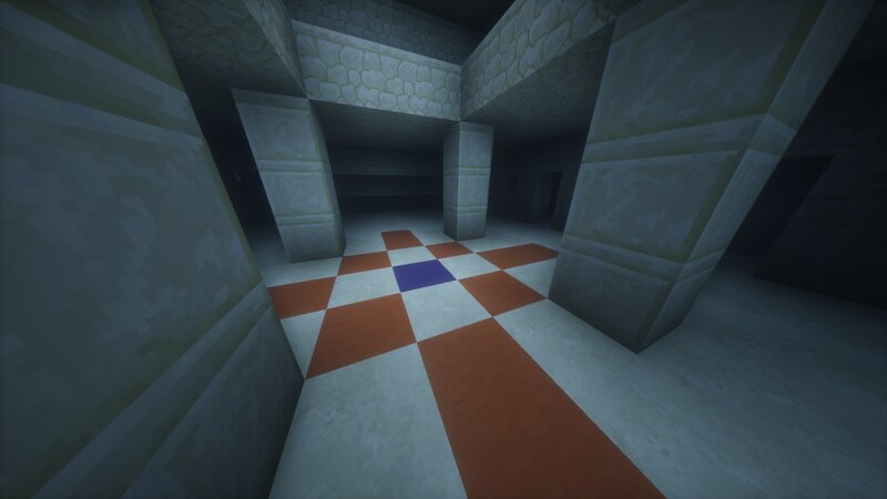 Checkered Floor in Stone Corridor