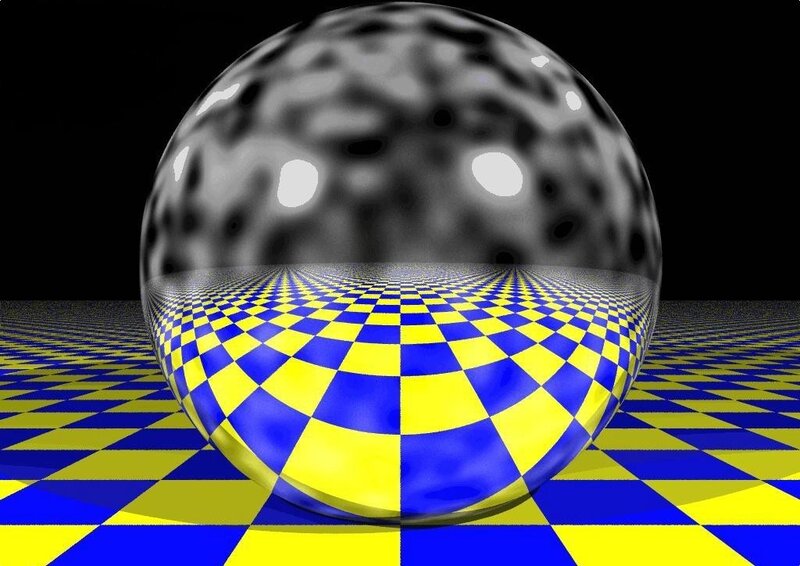 Checkered floor with reflective sphere