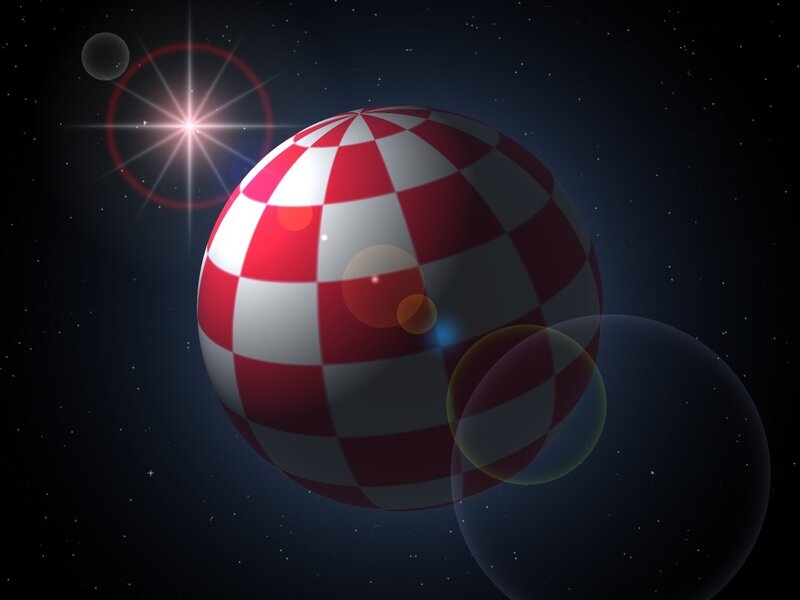 Checkered sphere in space
