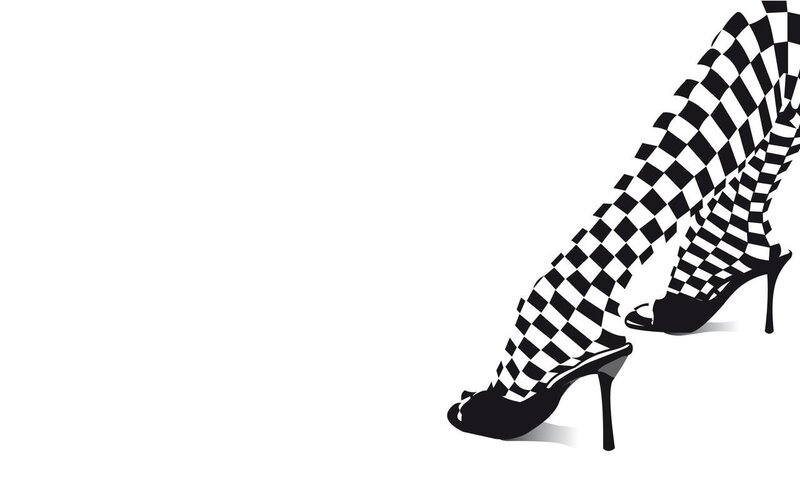 checkered stockings and heels