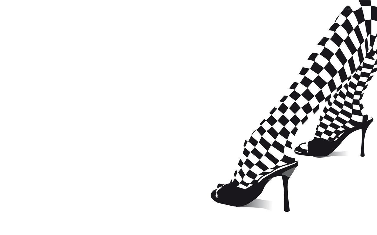 checkered stockings and heels