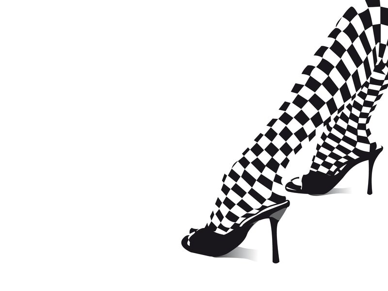 checkered stockings and heels