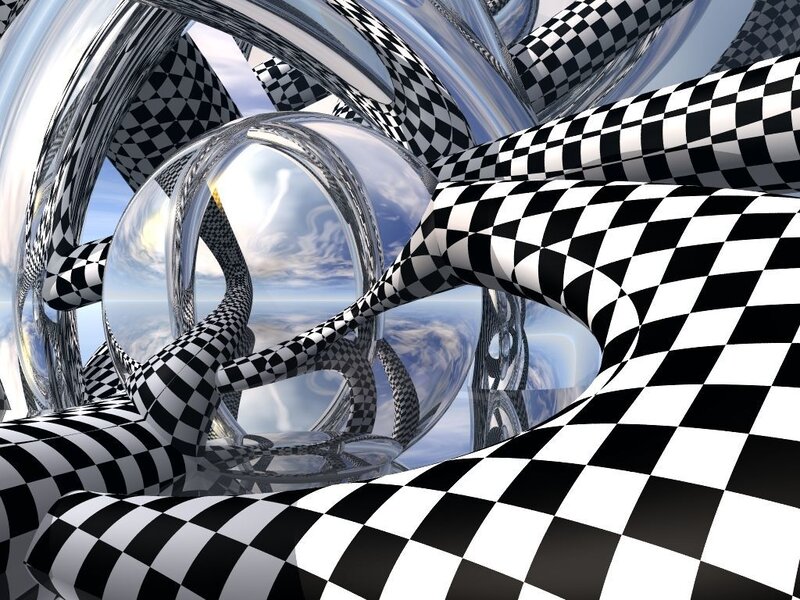 checkered tunnel of reflections