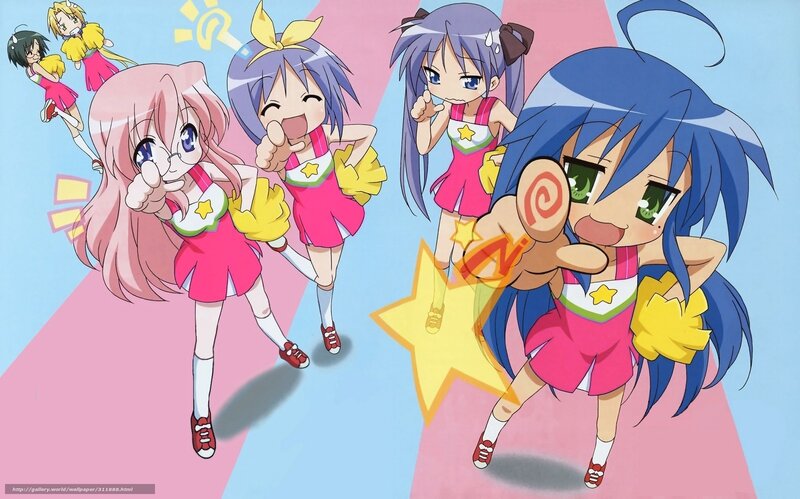 cheerful anime girls in uniforms