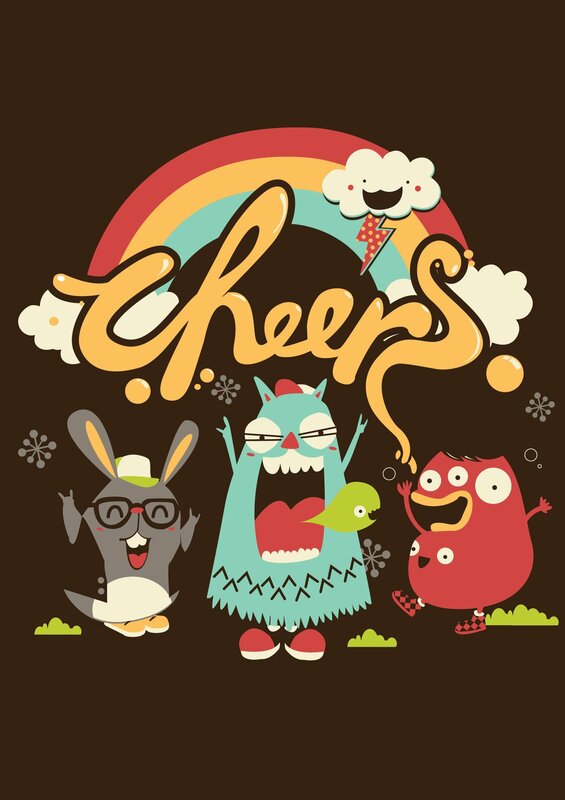 Cheerful cartoon characters