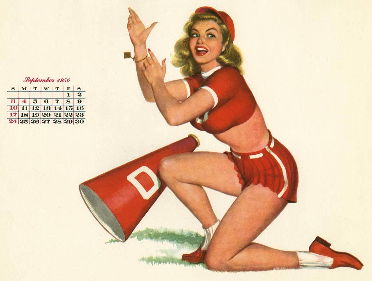 Cheerleader calendar illustration