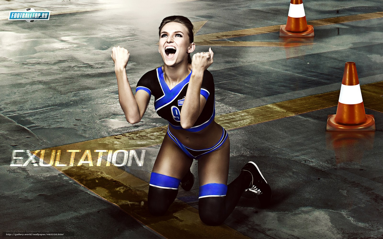 cheerleader celebrating on track