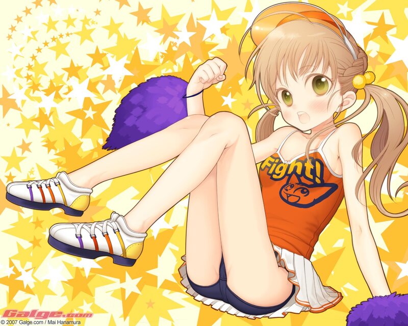 cheerleader girl with pom-poms