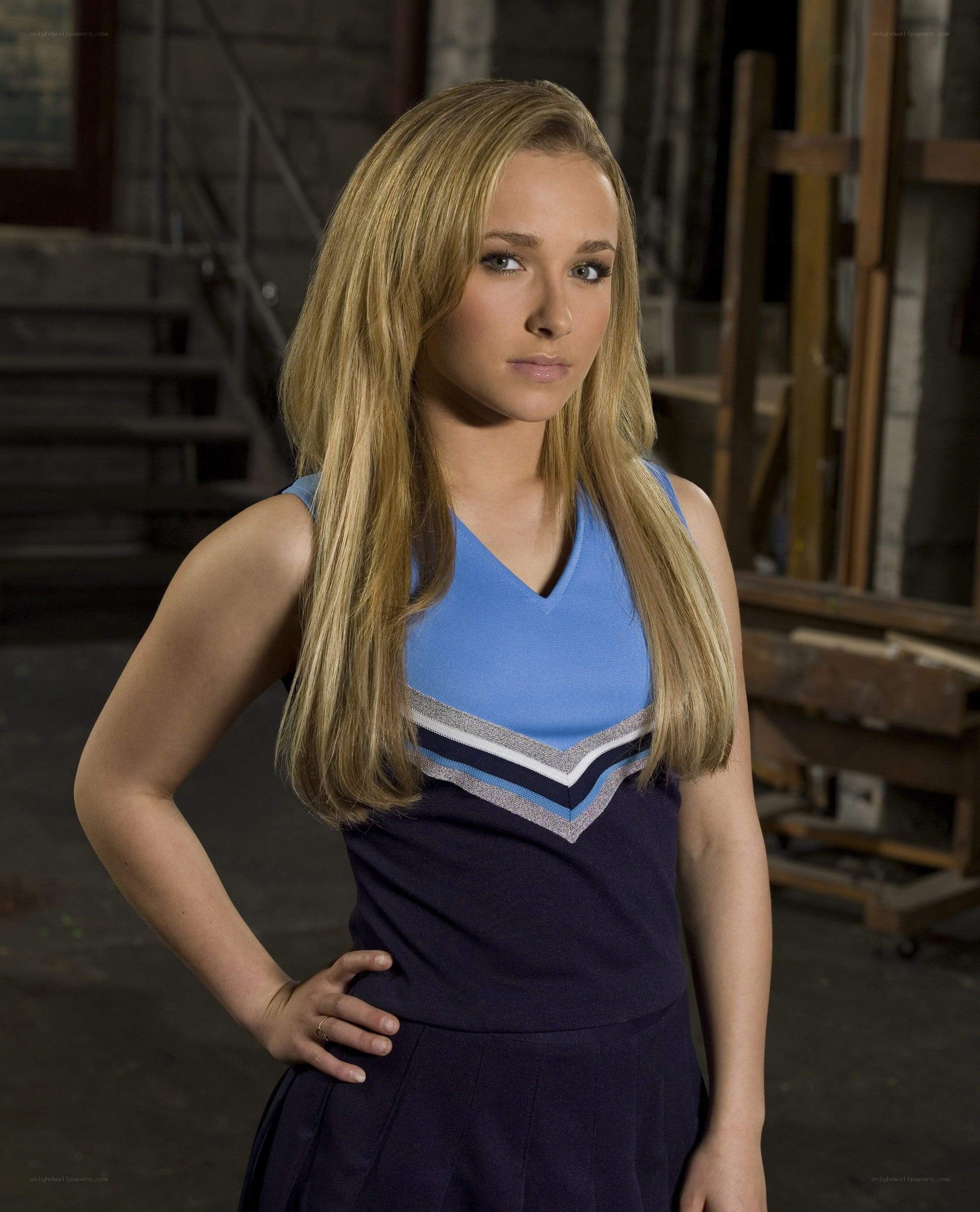 cheerleader in warehouse