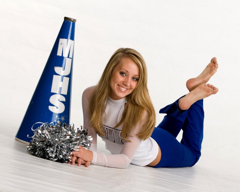 Cheerleader Lying on Floor