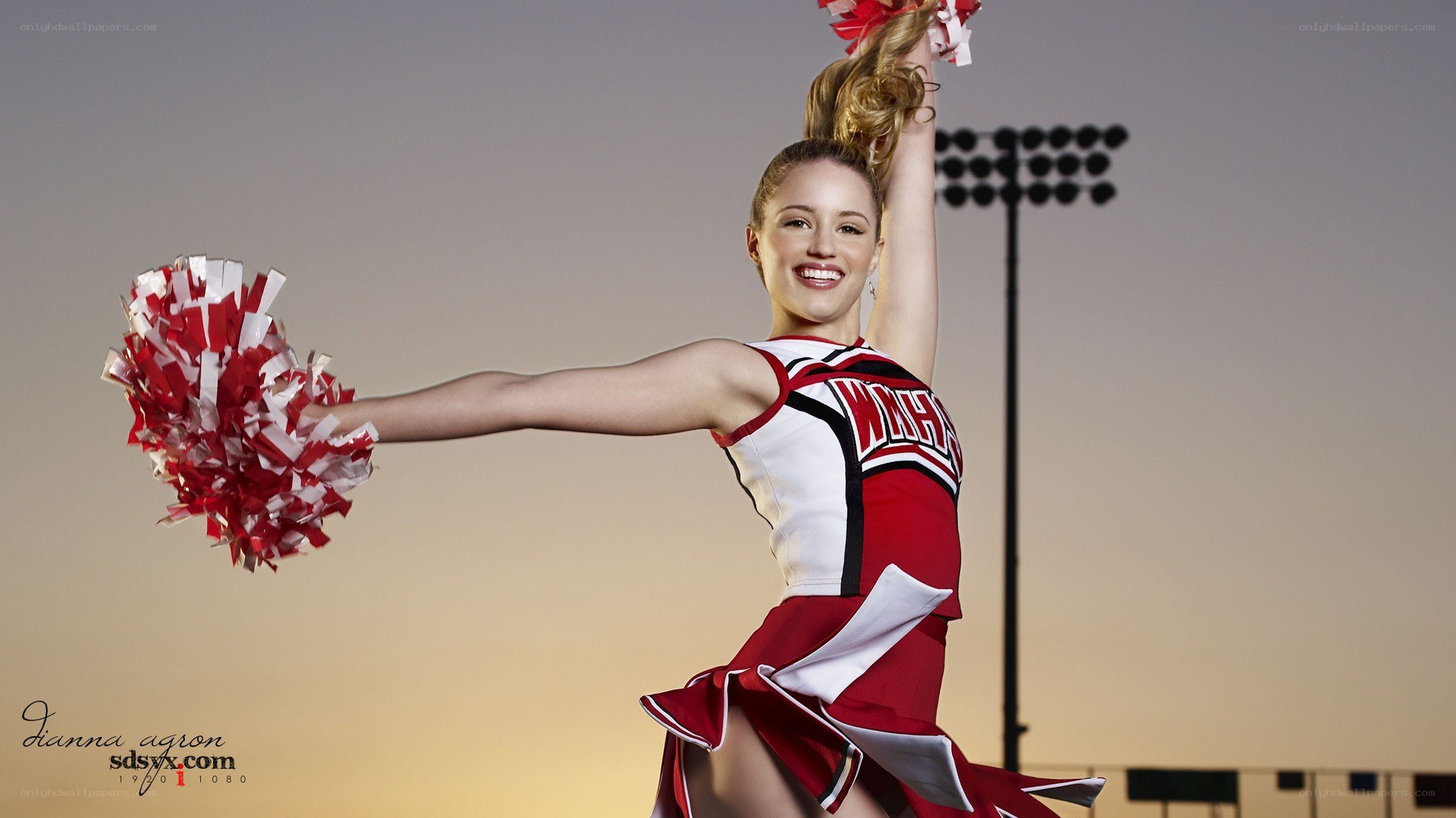 cheerleader with pom-poms