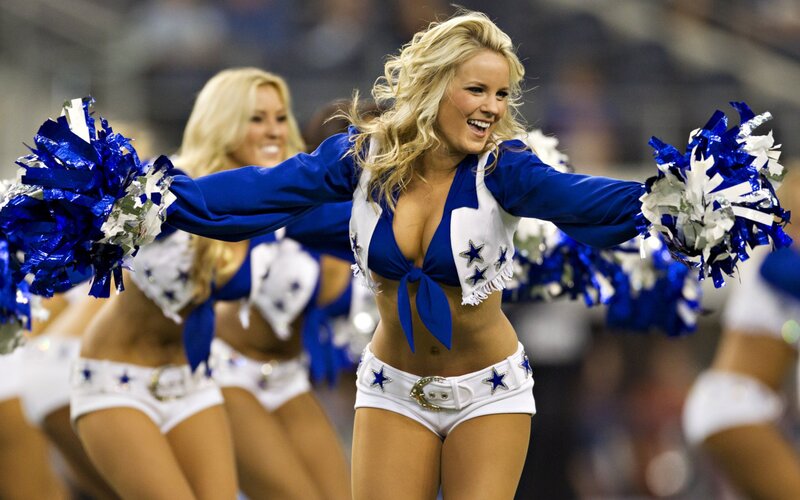 Cheerleader with Pom-poms — Blue, Energetic