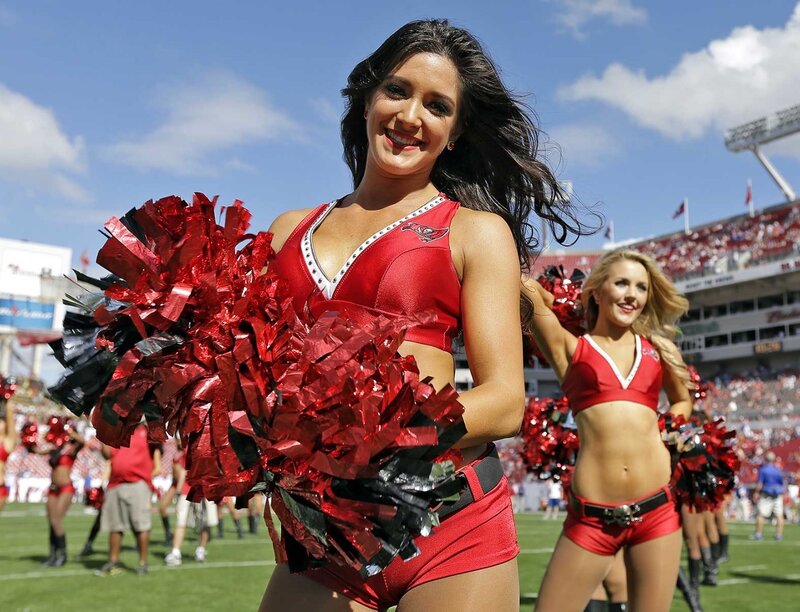 Cheerleader with Pom-poms — Red, Energetic, Afternoon