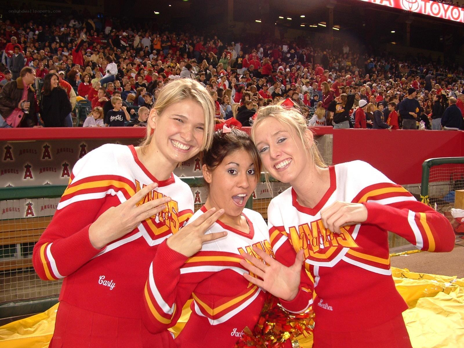 Cheerleaders at a baseball game