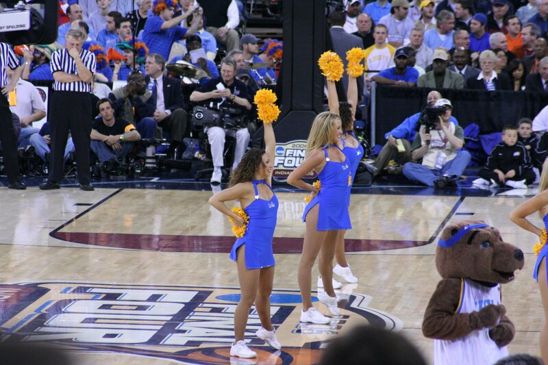 Cheerleaders at basketball game