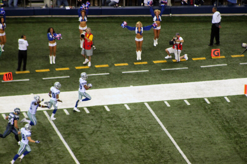 Cheerleaders at football game