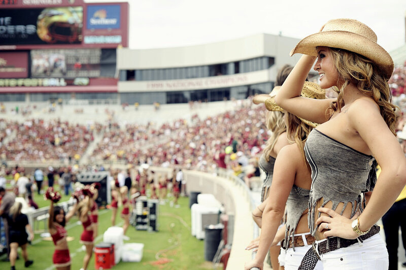 Cheerleaders at Stadium — White