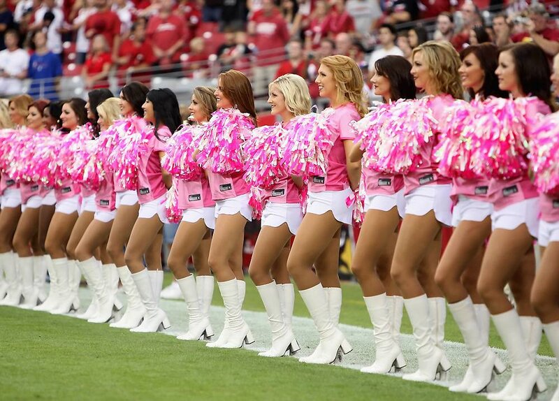 Cheerleaders in pink uniforms