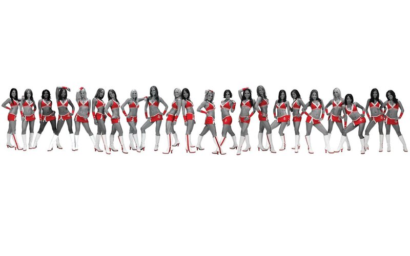 cheerleaders in red and white