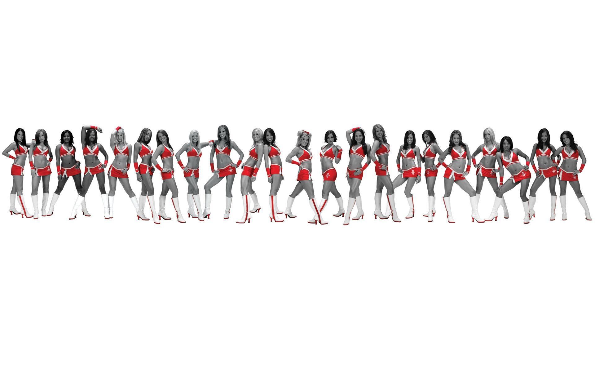 cheerleaders in red and white
