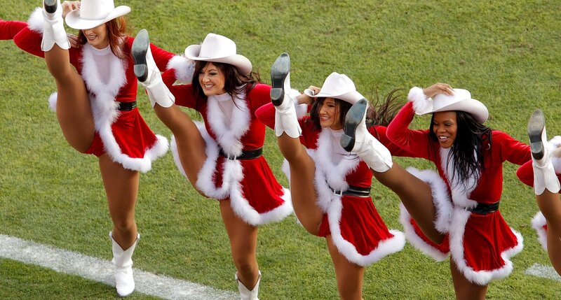 Cheerleaders in Santa Outfits