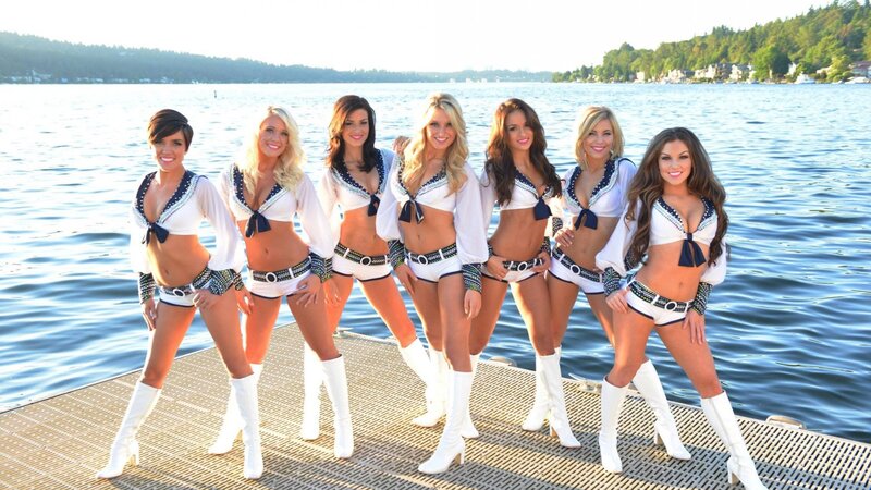 Cheerleaders on Dock