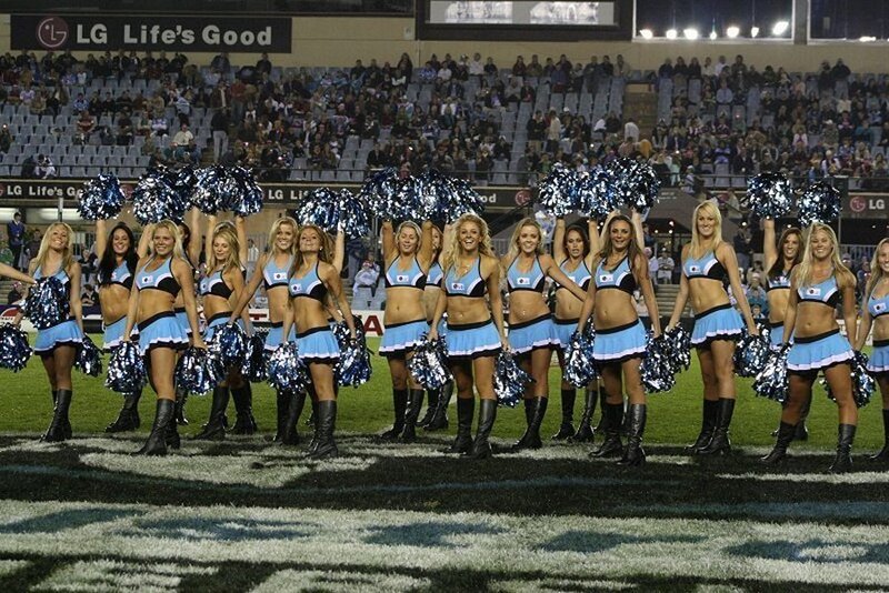 Cheerleaders on Field — Blue