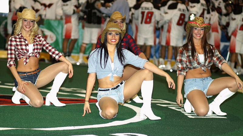 Cheerleaders on Field — Green, Energetic, Afternoon
