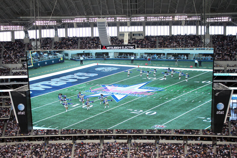 Cheerleaders on football field