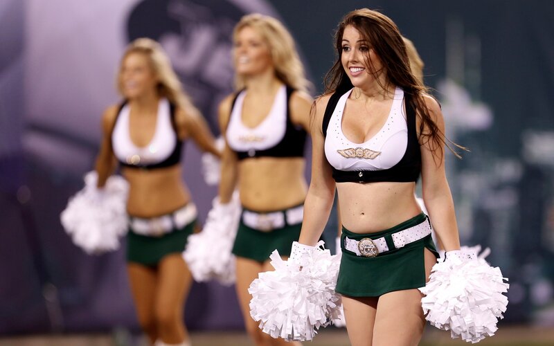 Cheerleaders performing at a game
