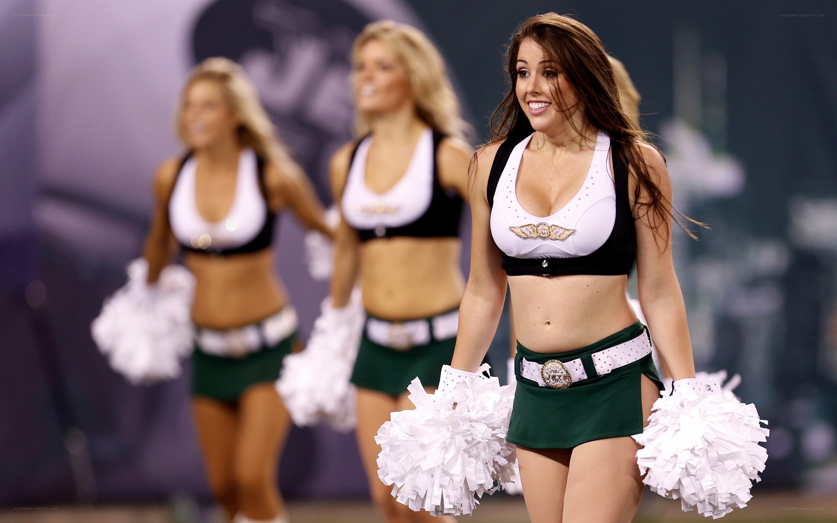 Cheerleaders performing at a game