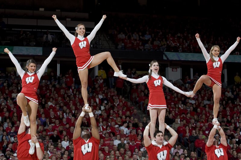 Cheerleaders performing at a game