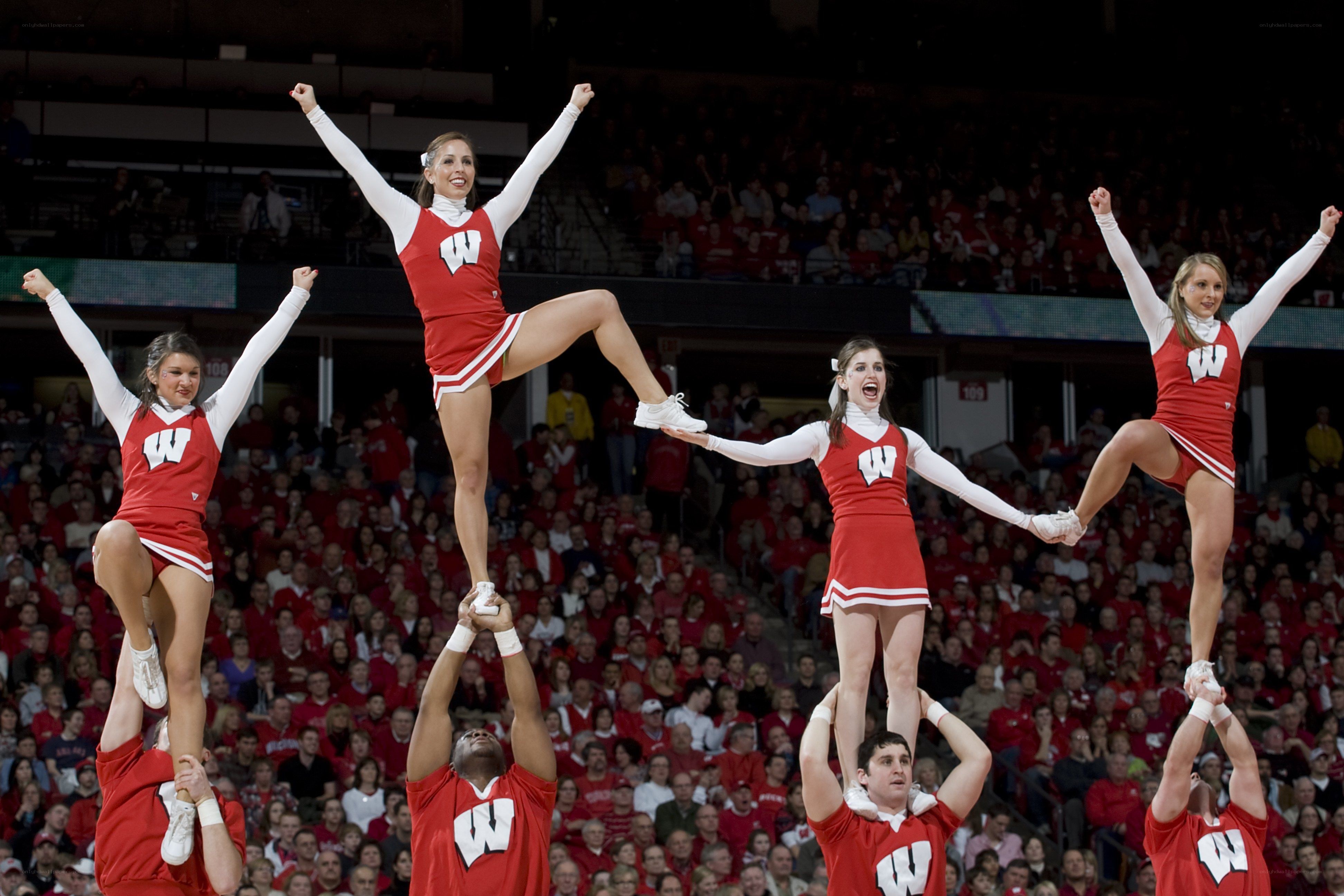 Cheerleaders performing at a game