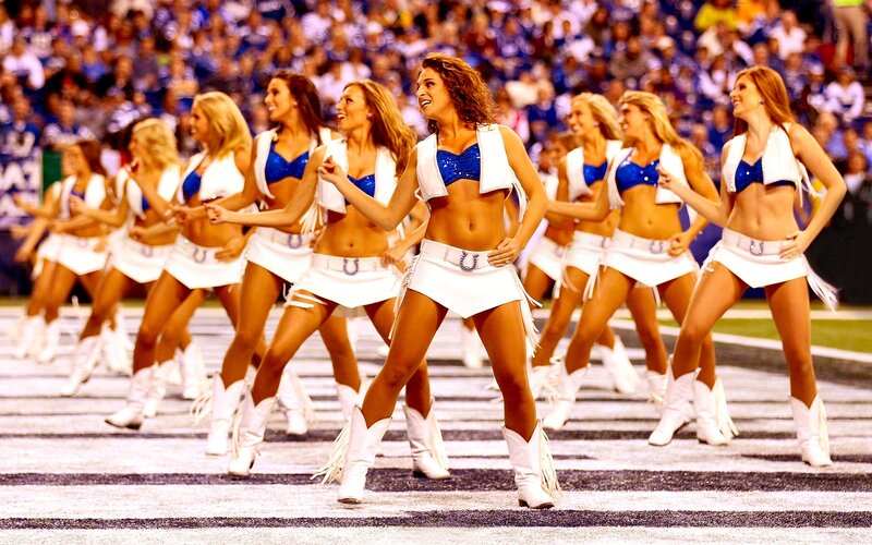 Cheerleaders Performing — Blue, Energetic