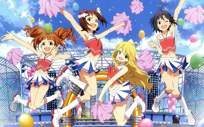 Cheerleaders Performing — Blue, Joyful