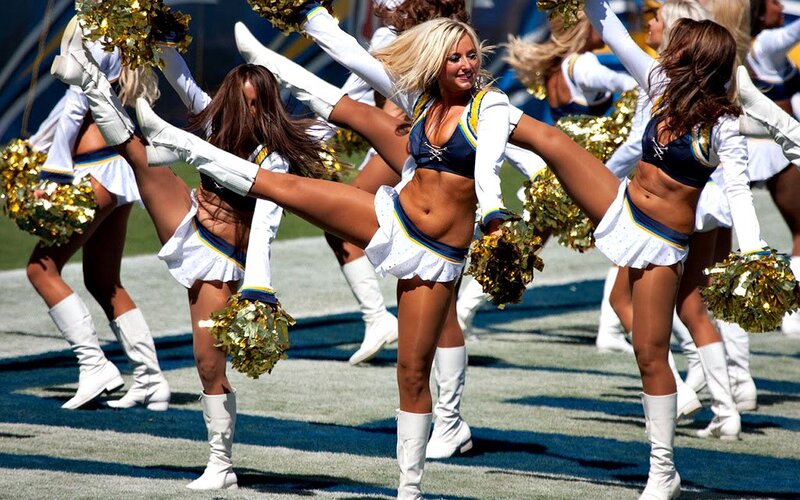 Cheerleaders Performing on Field — Blue