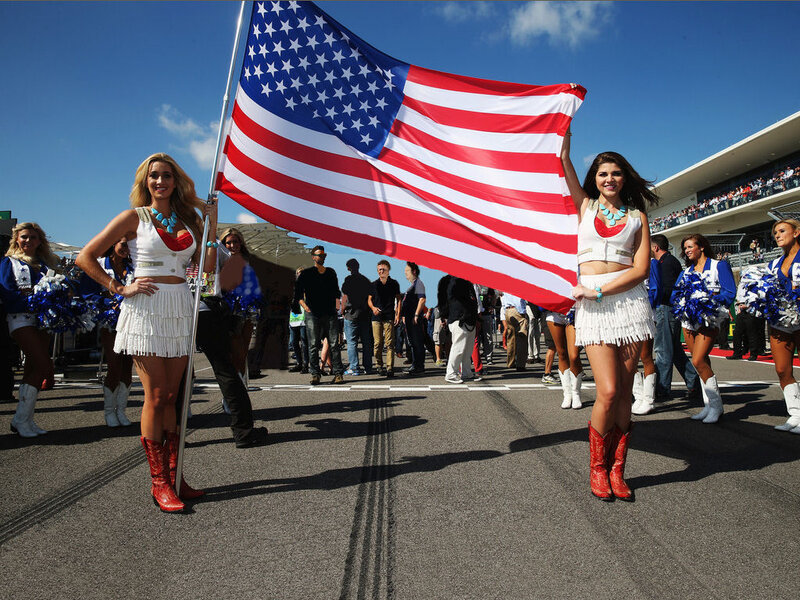 Cheerleaders with Flag